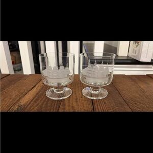 Pair of Etched Glass Goblets
